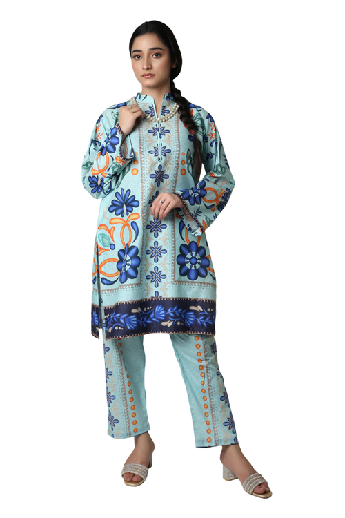 Aqua Zest - Floral Printed 2-Piece Co-ord Set