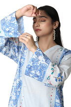 Ice Blue Serenity - Panel Printed 2-Piece Co-ord Set