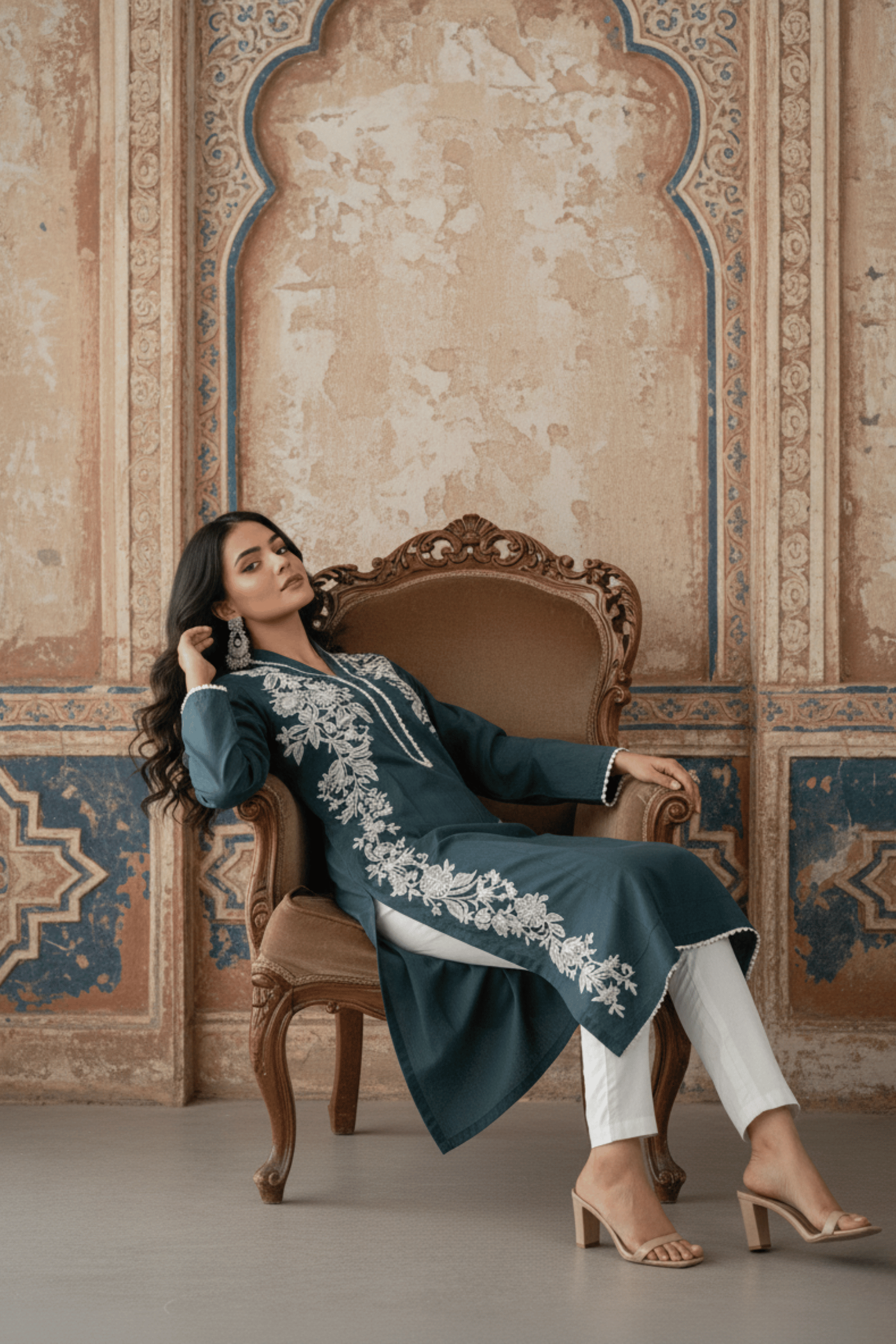 Amber Vine Embrioded Kurti Green 1 PC