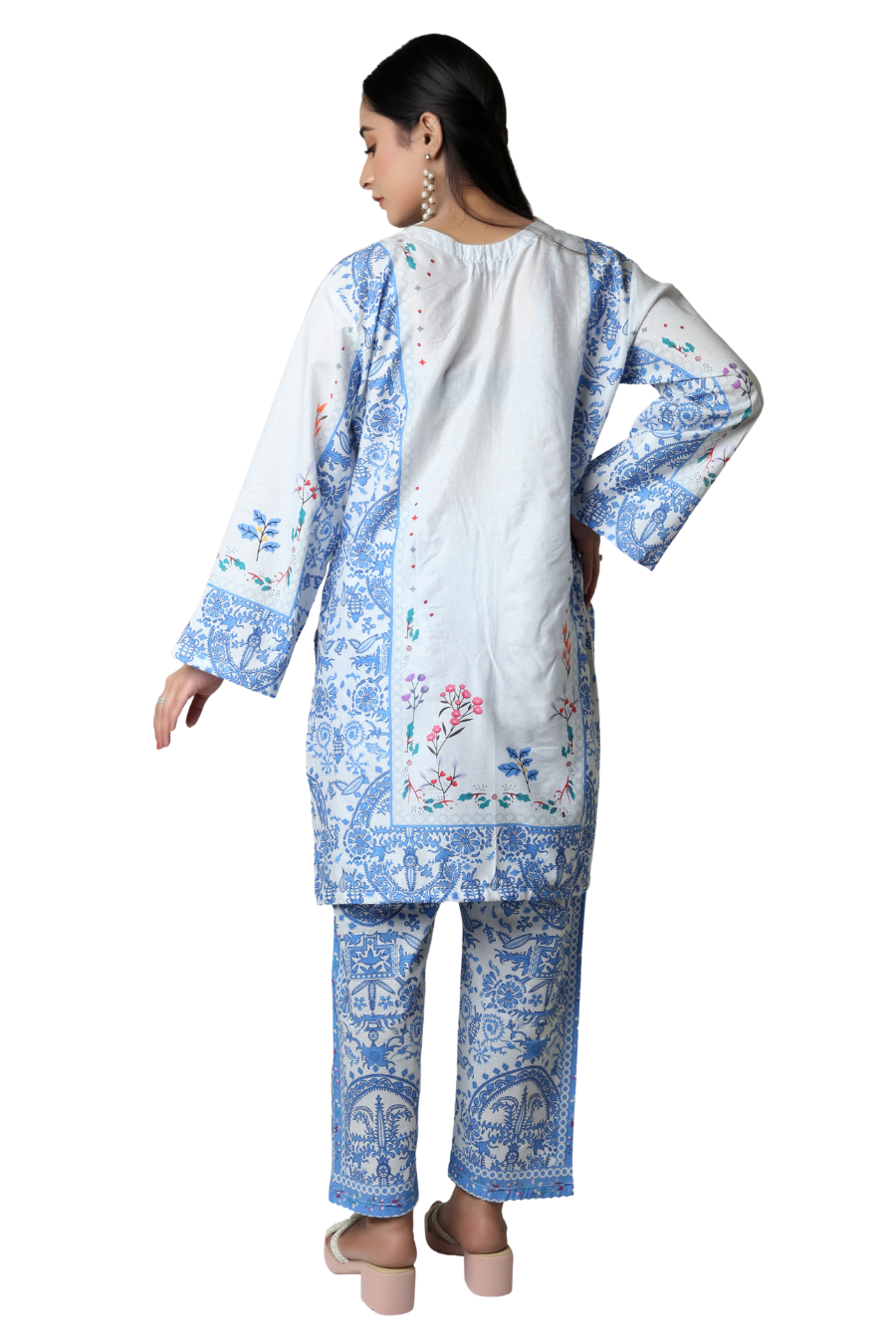 Ice Blue Serenity - Panel Printed 2-Piece Co-ord Set