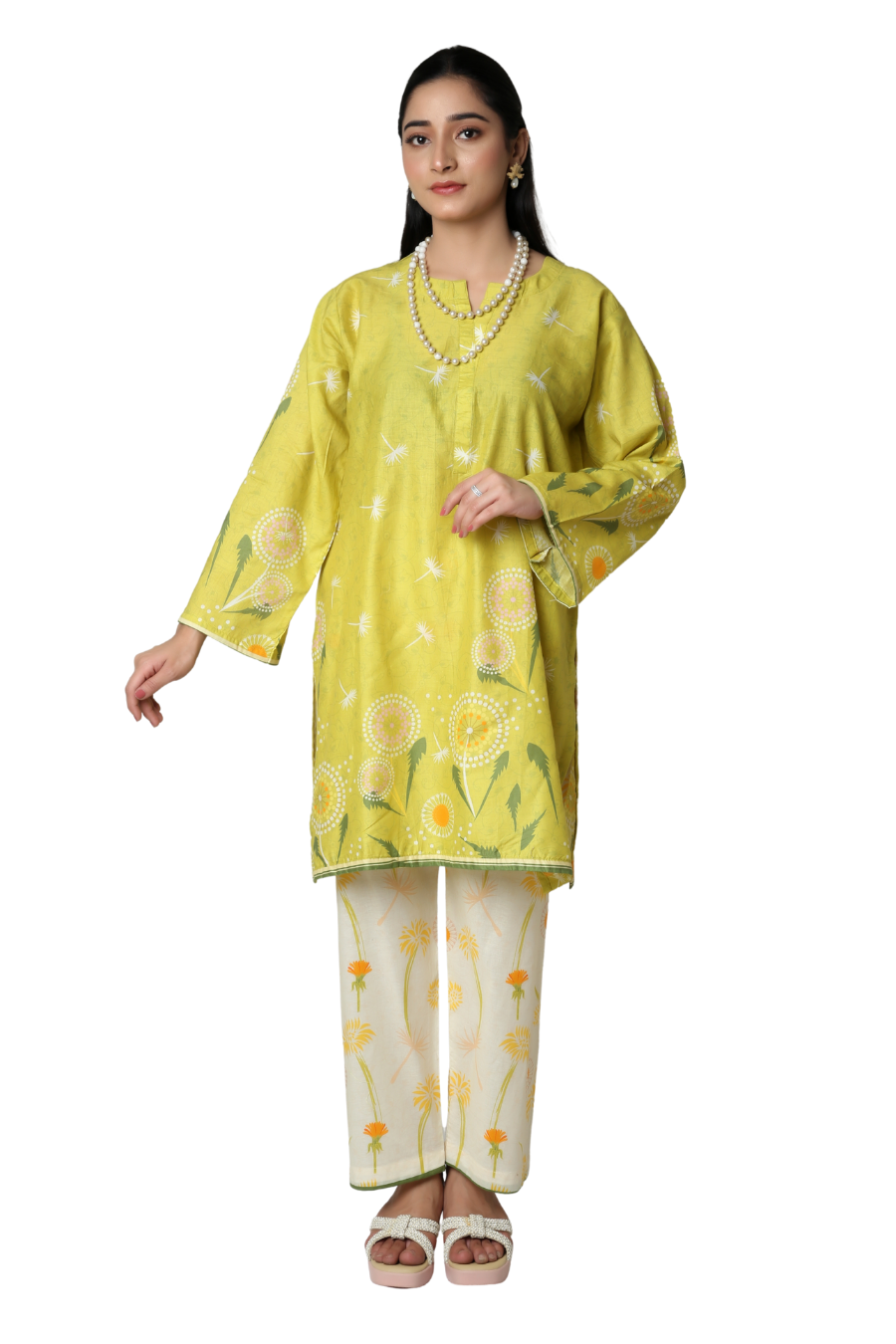 Sunshine Dandelion - Lime Yellow Printed Co-ord Set