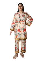 Vintage Beige Bloom - Floral Printed 2-Piece Co-ord Set