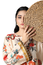 Vintage Beige Bloom - Floral Printed 2-Piece Co-ord Set