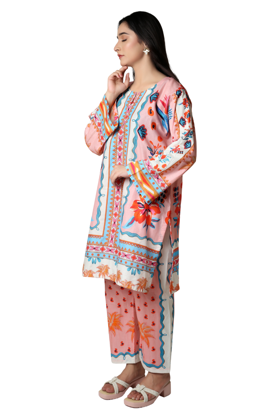 Coral Oasis - Tropical Palm Printed 2-Piece Co-ord Set