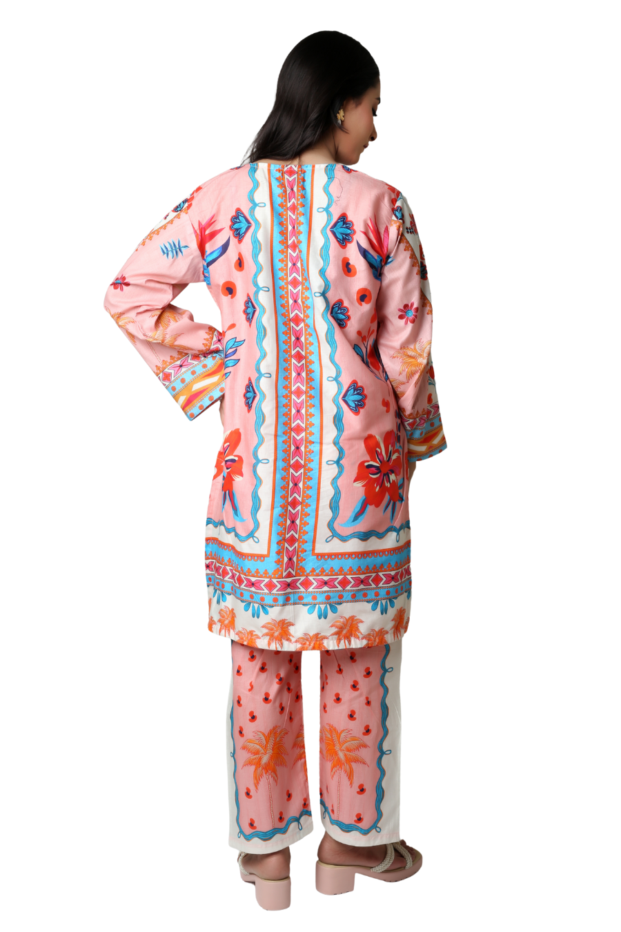 Coral Oasis - Tropical Palm Printed 2-Piece Co-ord Set