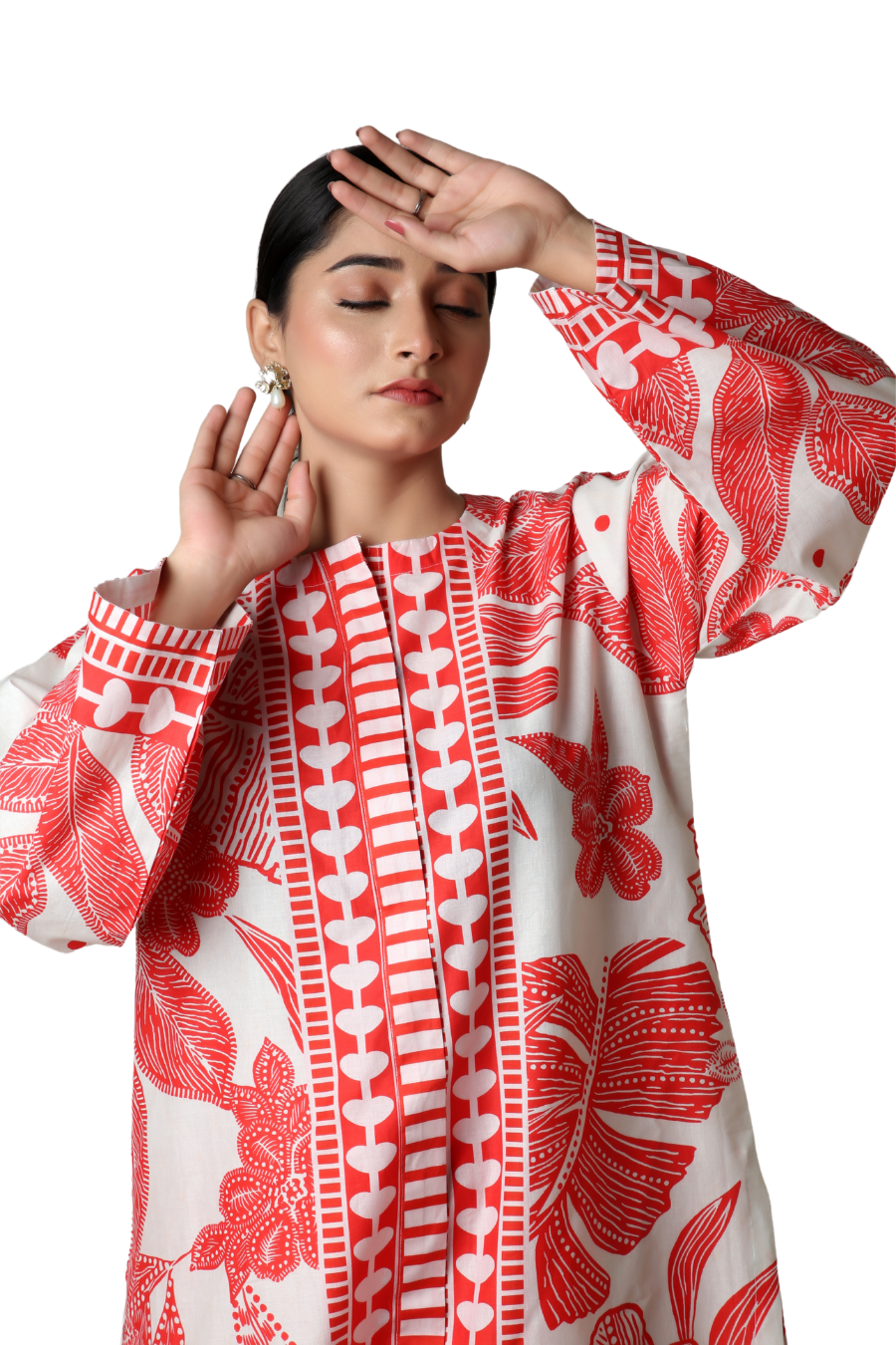 Scarlet Tropics - Red & White Printed 2-Piece Co-ord Set