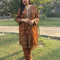Amber Brown – Embroidery Chikankari 3-Piece