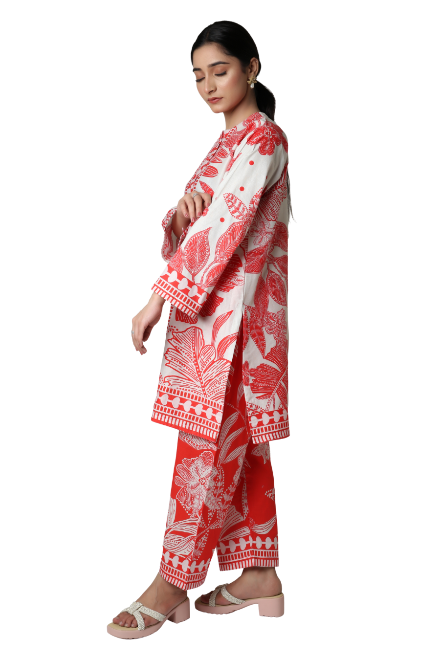 Scarlet Tropics - Red & White Printed 2-Piece Co-ord Set