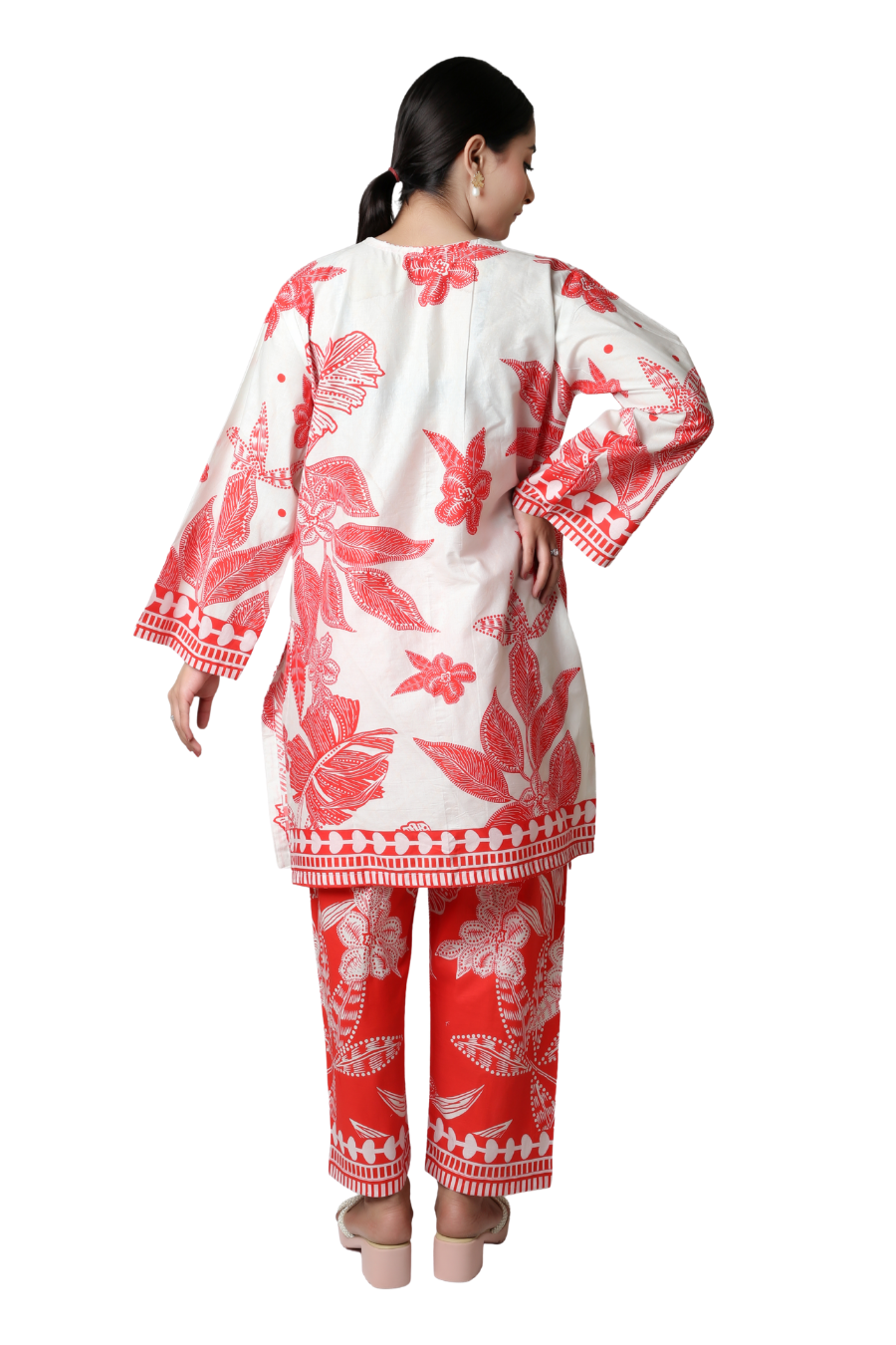 Scarlet Tropics - Red & White Printed 2-Piece Co-ord Set