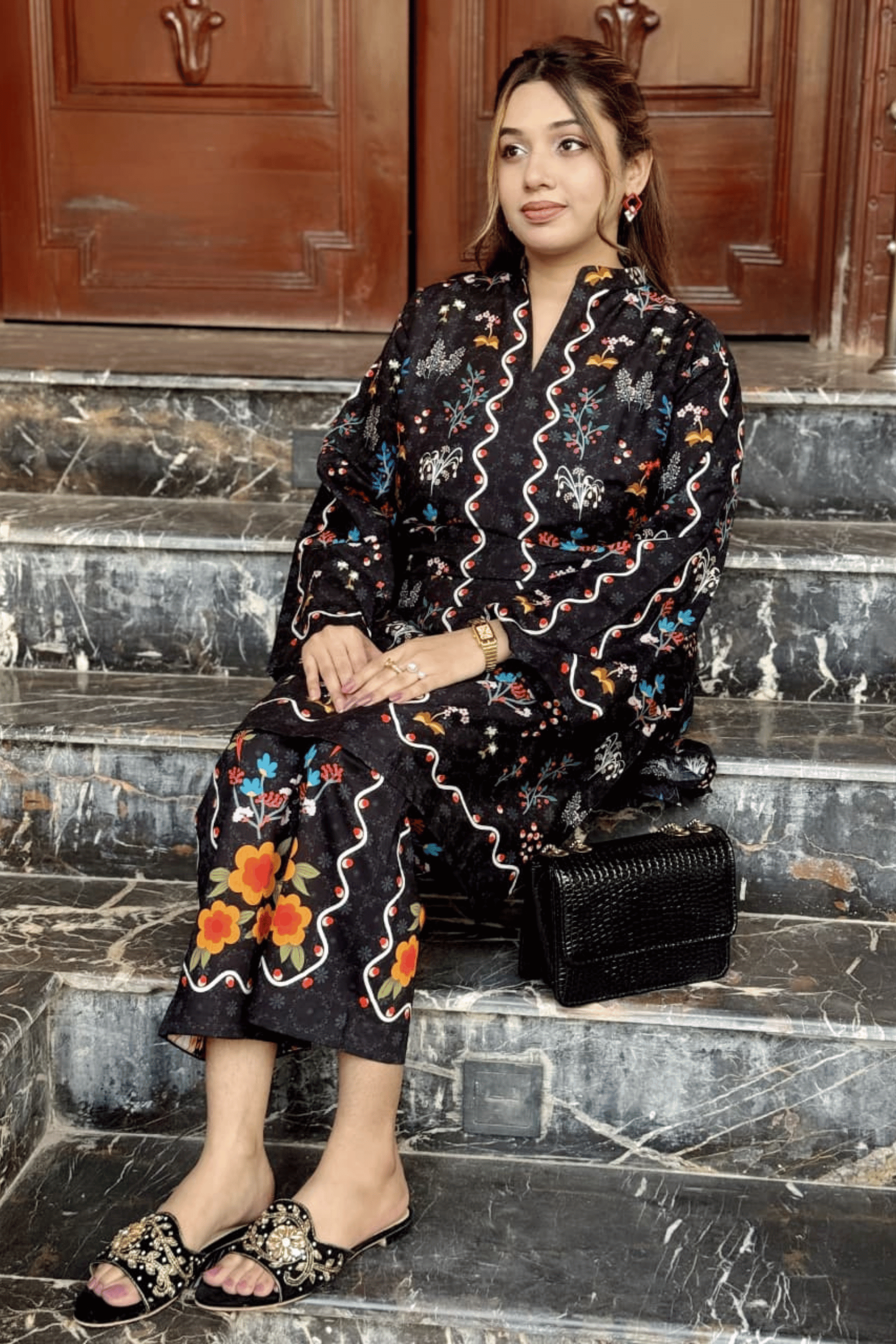 Midnight Bloom - Black Floral Printed Co-ord Set