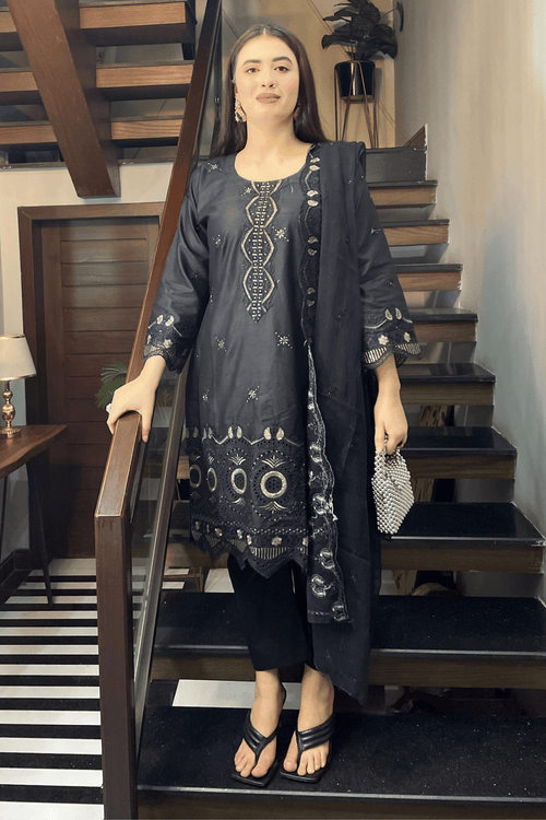 Amber Black – Embroidery Chikankari 3-Piece