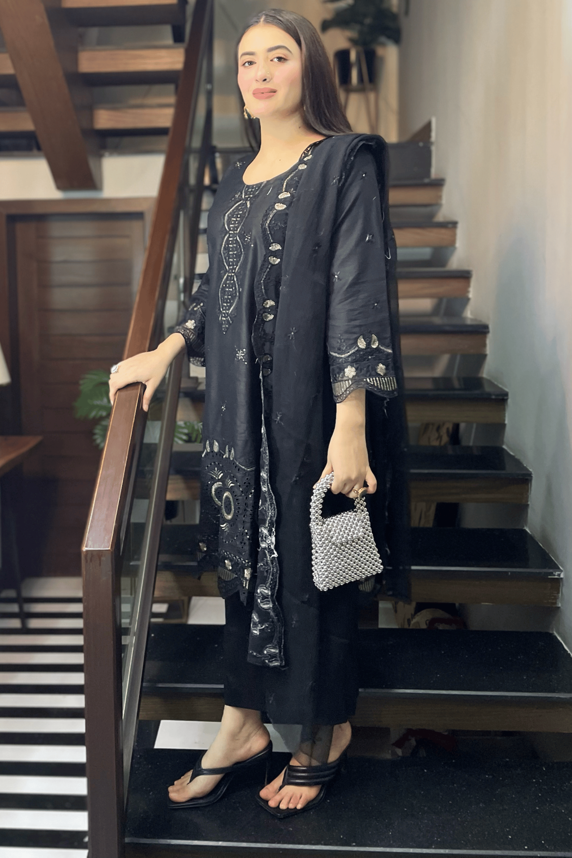 Amber Black – Embroidery Chikankari 3-Piece