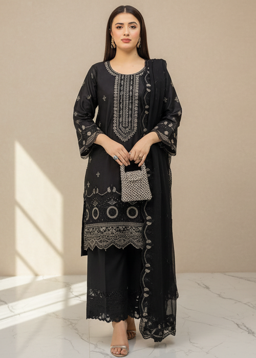 Amber Black – Embroidery Chikankari 3-Piece