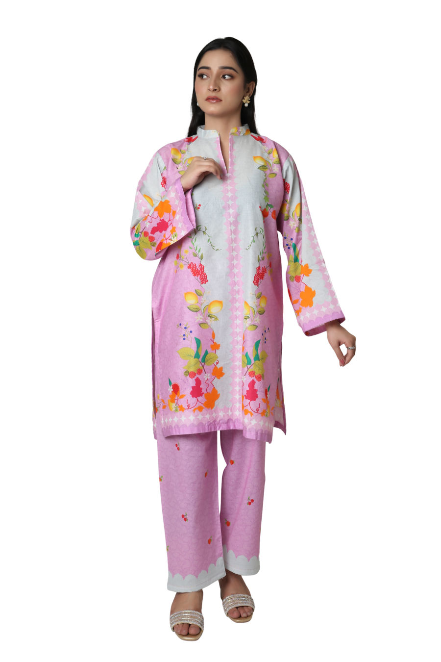 Pink Citrus Burst - Fruity Print 2-Piece Co-ord Set