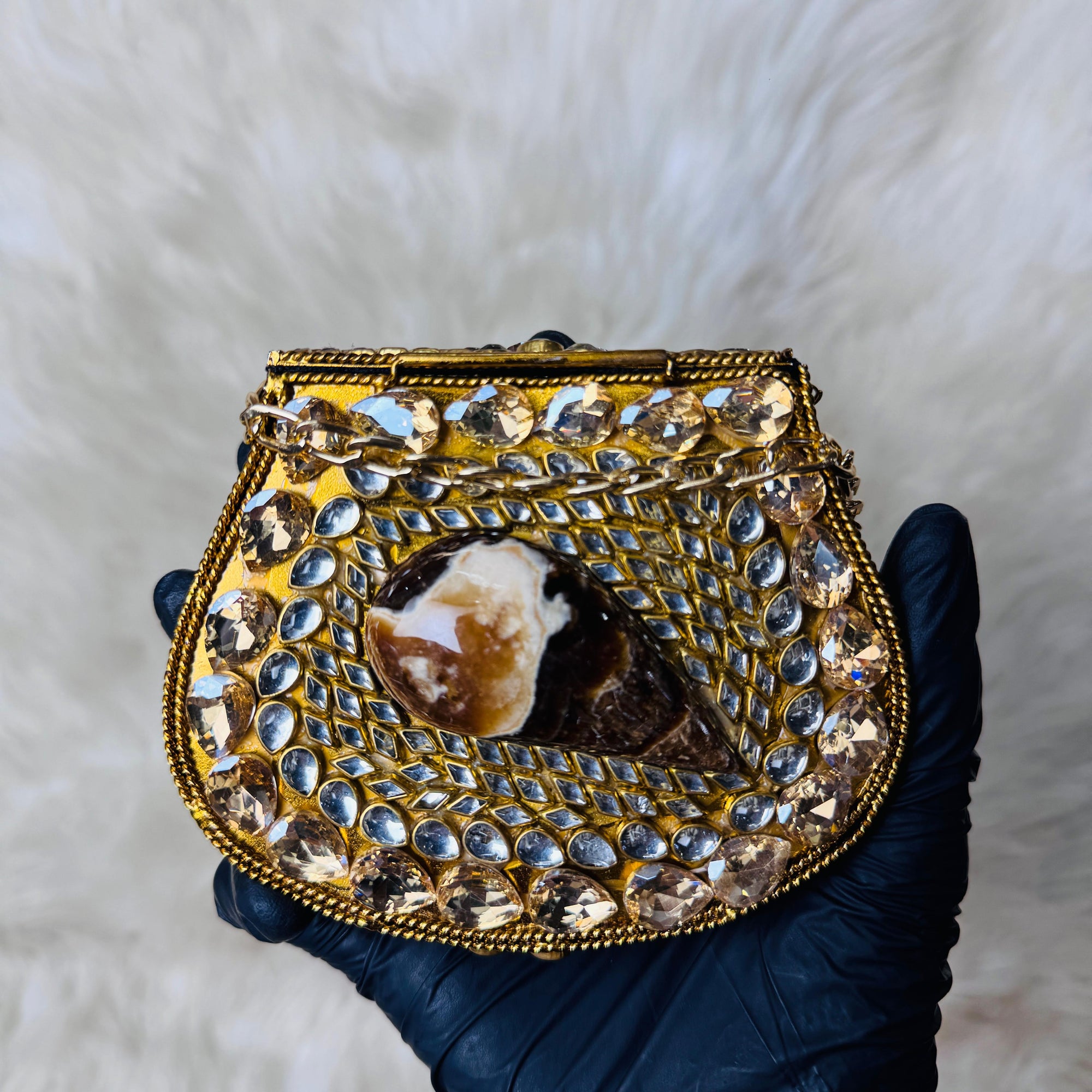 Gold Kundan Mirror Clutch