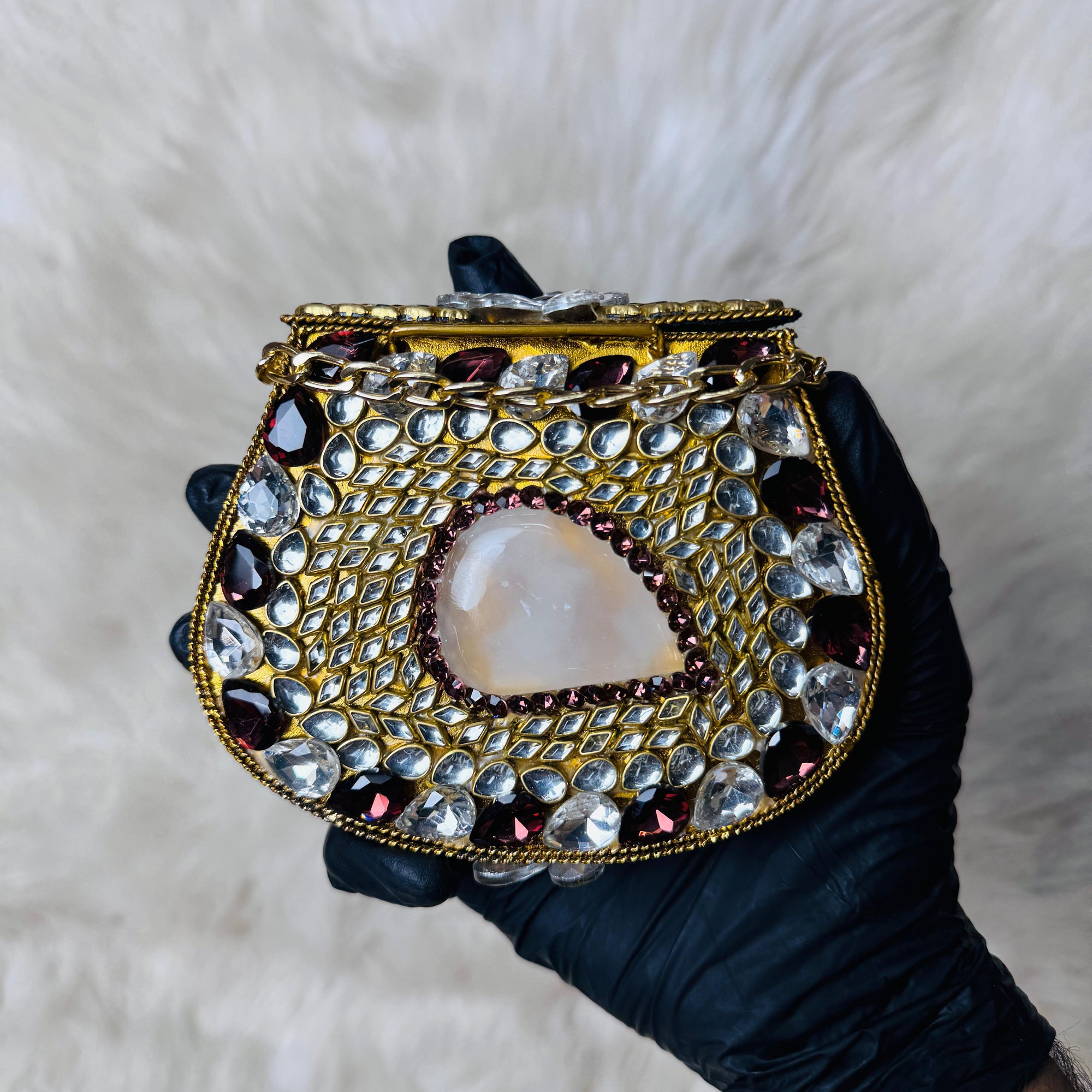 Gold Ruby Kundan Clutch — Ryndra
