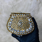 Gold Crystal Kundan Clutch — Ryndra