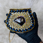 Gold Sapphire Kundan Clutch — Ryndra