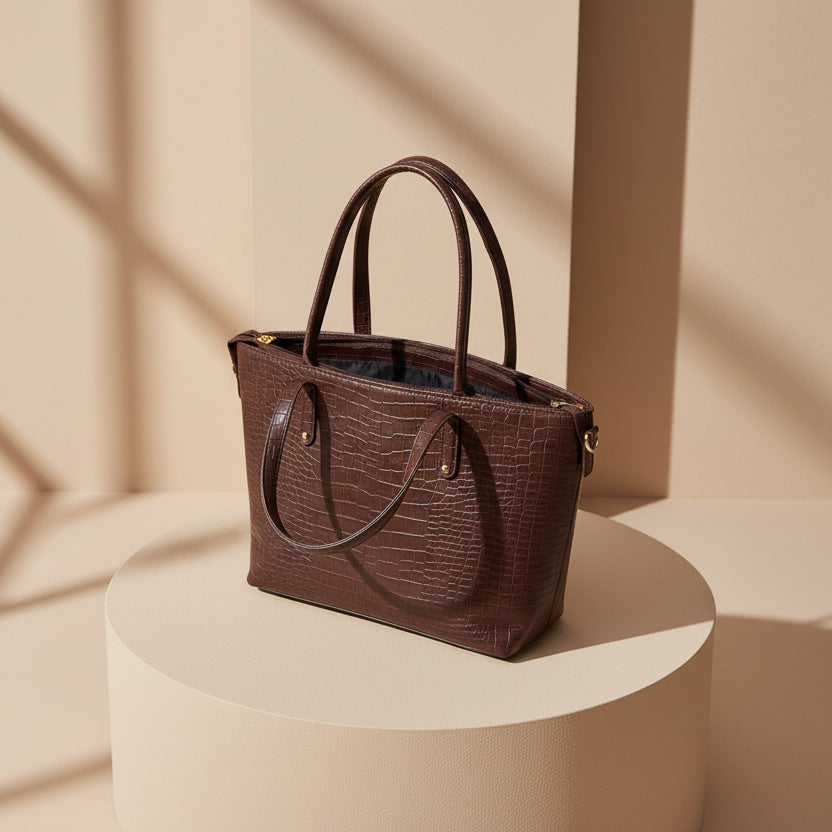 Ryndra Onyx Tote — Dark Brown
