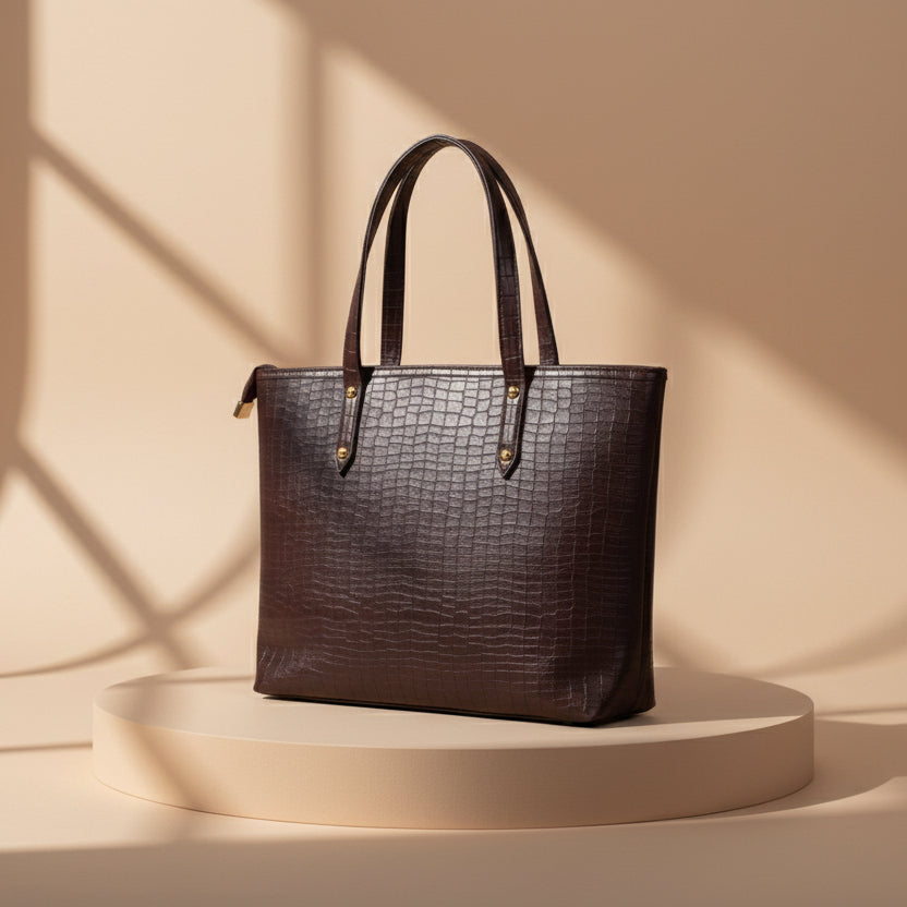 Ryndra Onyx Tote — Dark Brown