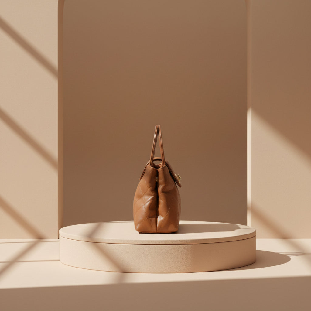 Brown handbag on a white background