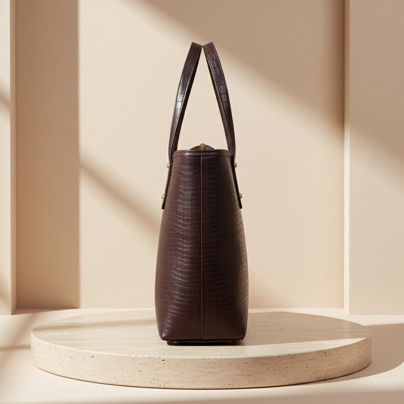 Ryndra Onyx Tote — Dark Brown